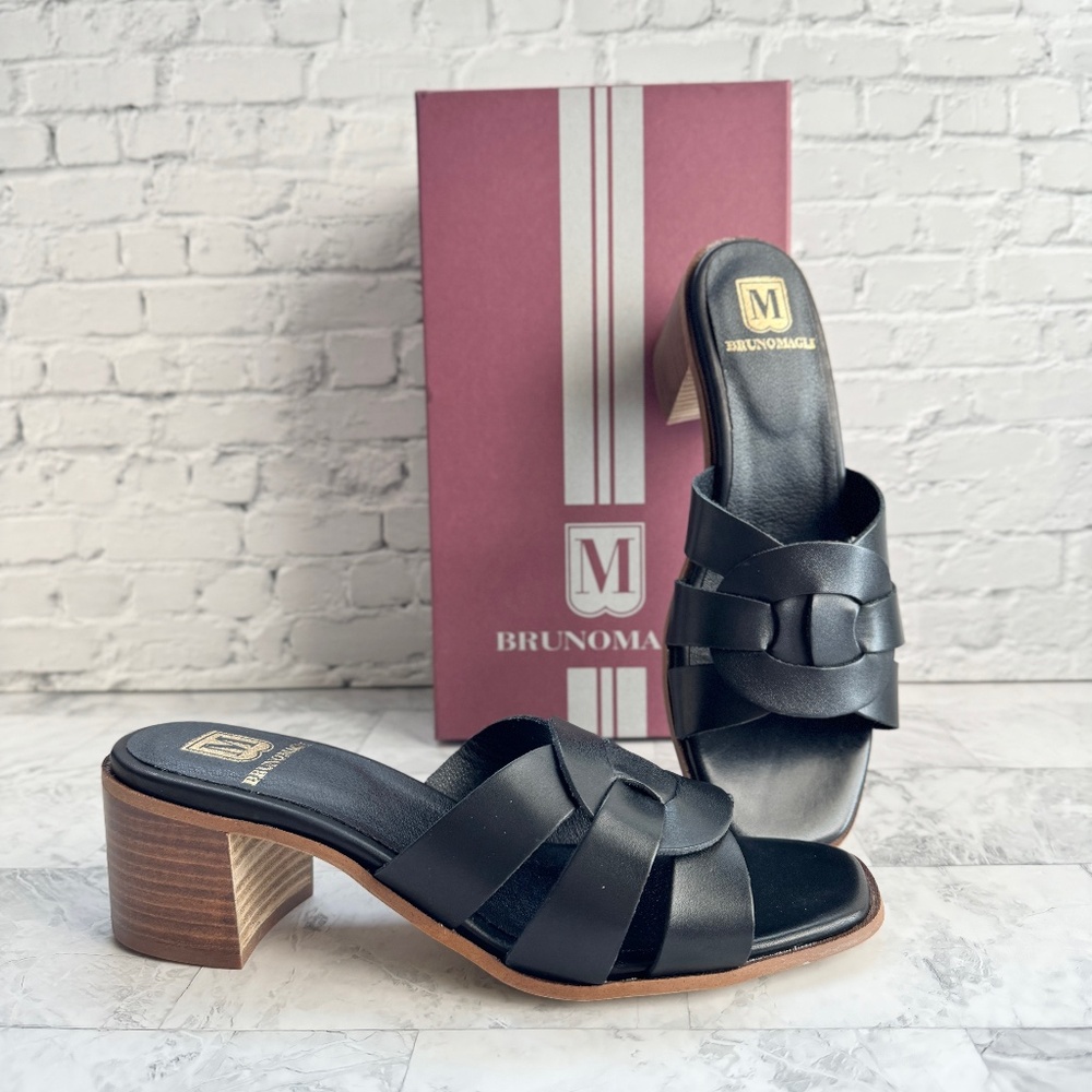 NEW Bruno Magli Aria Block Heel Slide Sandal